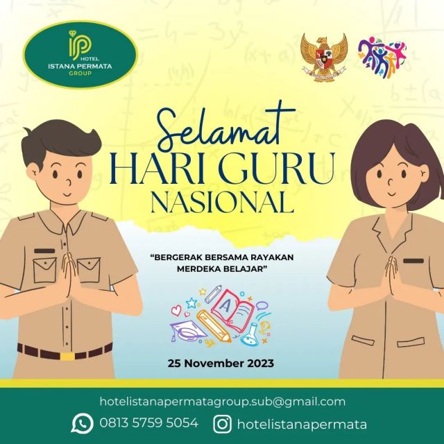 "Terima kasih, guru, atas dedikasimu dalam membimbing langkah kami. Selamat Hari Guru yang istimewa!”

📍 Lokasi: Jl. Raya Juanda Aloha KM No. 1, Sidoarjo
📲 Info & reservasi:
0813-5759-5054

📍 Lokasi : Jl. Dinoyo No. 567 Surabaya
📲 Info & reservasi :
082142950587

#istanapermatasby #hotelistanapermatasby #istanapermatanjuanda #penginapanmurah #penginapanmurahsurabaya #hotelmurah #hotelmurahsurabaya #surabayahits #diskonhotel #promohotel #promohotelmurah #surabayastaycation #nationalday #hariguru #nasional #2023 #indonesia